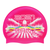 SANJ 2021 Butterfly Swimmer in Splashes and Swirls on SC16 Neon Pink Spurt Silicone Swim Cap