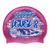 Level 2 2022 Graffiti and Diving Swimmer over Brushstrokes and Grunge with Blue on SH87 Dark Pink Spurt Silicone Swim Cap