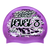 Level 3 2022 Graffiti and Diving Swimmer over Brushstrokes and Grunge with Black on SB18 Violet Spurt Silicone Swim Cap