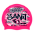 SANJ 2022 Graffiti and Diving Swimmer over Brushstrokes and Grunge with Black on F215 Bright Pink Spurt Silicone Swim Cap