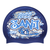 SANJ 2022 Graffiti and Diving Swimmer over Brushstrokes and Grunge with Blue on SD16 Metallic Navy Spurt Silicone Swim Cap