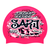 SARJ 2022 Graffiti and Diving Swimmer over Brushstrokes and Grunge with Black on F215 Bright Pink Spurt Silicone Swim Cap