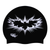 Bat Silhouette Fractured in Silver on F209 Deep Black Spurt Silicone Swim Cap