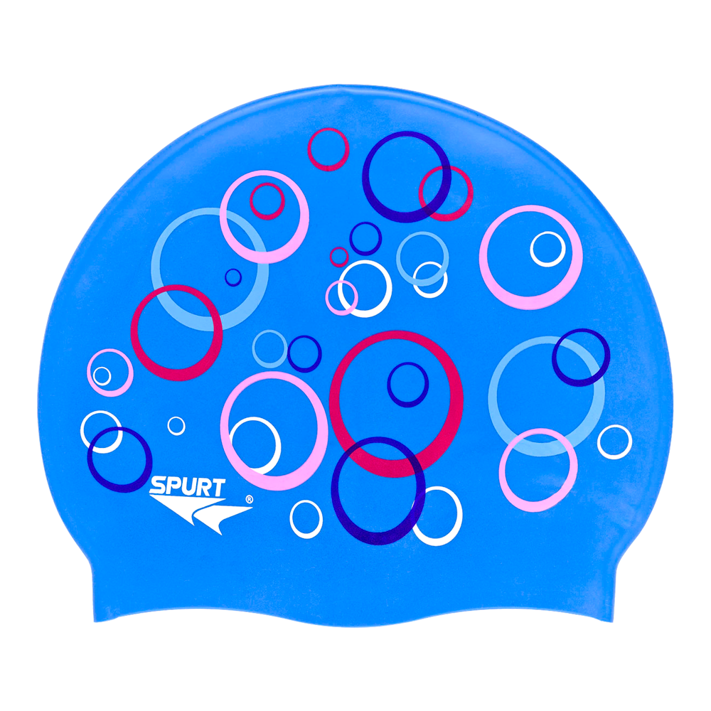 Bubbles on F218 Sky Blue Spurt Silicone Swim Cap