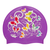 Butterflies in Floral Pattern on SB18 Violet Spurt Silicone Swim Cap