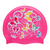 Butterflies in Floral Pattern on SC16 Neon Pink Spurt Silicone Swim Cap
