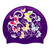 Butterflies in Floral Pattern on SH73 Royal Purple Spurt Silicone Swim Cap