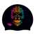 Candy Skull in Rainbow Blend on F209 Deep Black Spurt Silicone Swim Cap