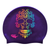 Candy Skull in Rainbow Blend on SH73 Royal Purple Spurt Silicone Swim Cap