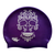 Candy Skull in Silver on SH73 Royal Purple Spurt Silicone Swim Cap