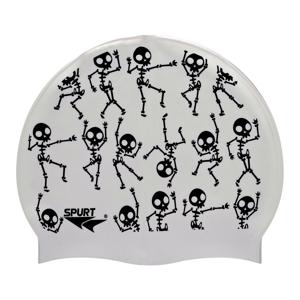 Dancing Skeletons New on SD11 Silver Spurt Silicone Swim Cap