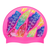 Funky Feathers on F227 Medium Pink Spurt Silicone Swim Cap