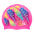 Funky Feathers on F227 Medium Pink Spurt Silicone Swim Cap