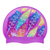 Funky Feathers on F228 Light Violet Spurt Silicone Swim Cap
