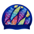 Funky Feathers on SE25 Dark Blue Spurt Silicone Swim Cap