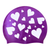 Hearts Scattered in White on SB18 Violet Spurt Silicone Swim Cap