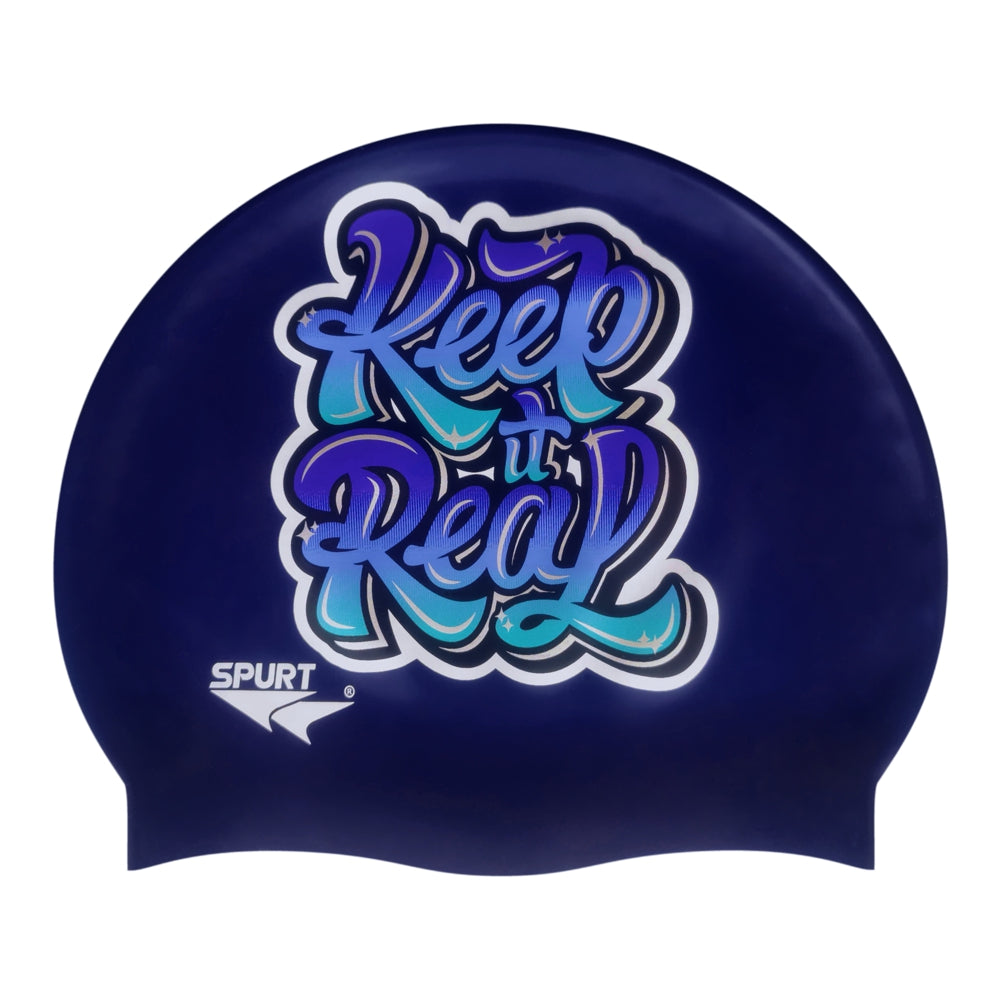 Keep It Real on F208 Dark Navy Spurt Silicone Swim Cap