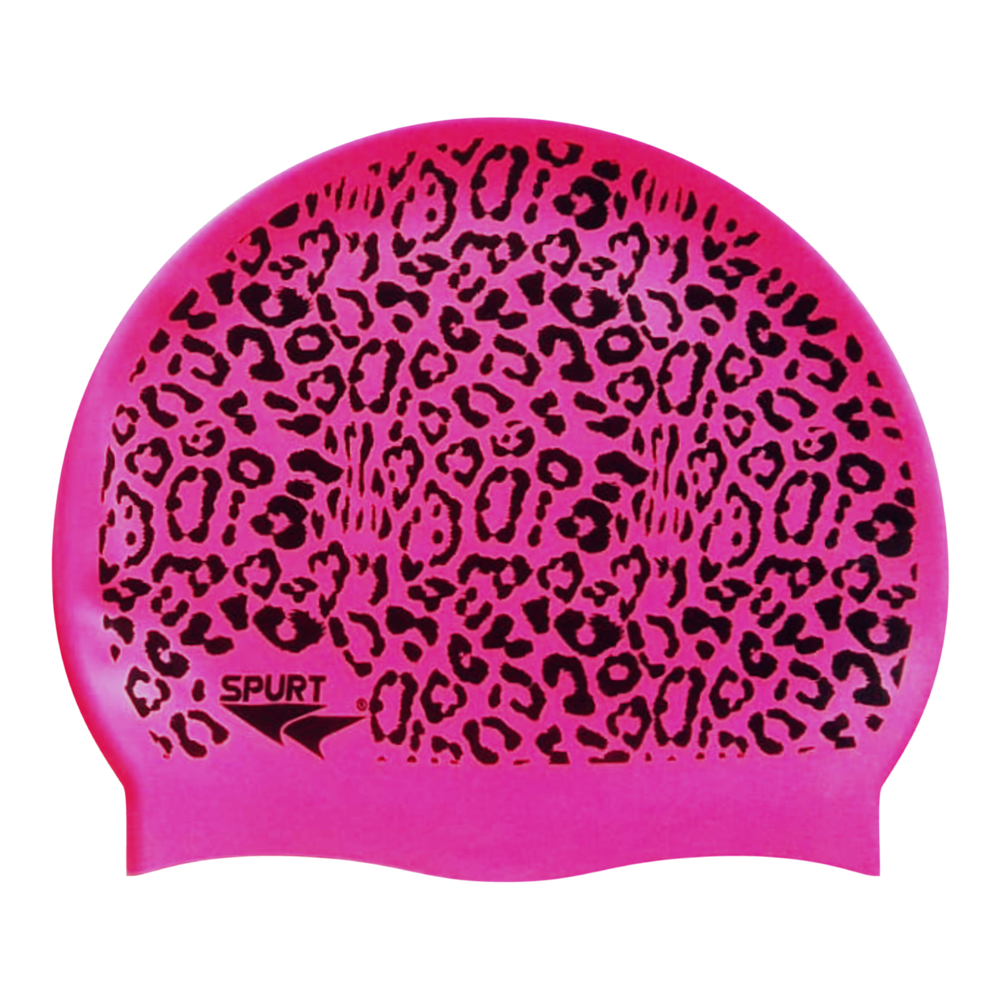 Leopard Print New on SC16 Neon Pink Spurt Silicone Swim Cap