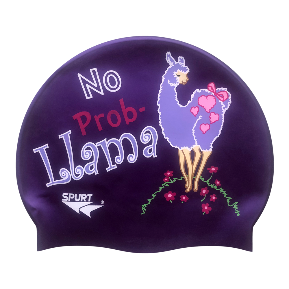 Llama and No Prob-Llama on SH73 Royal Purple Spurt Silicone Swim Cap
