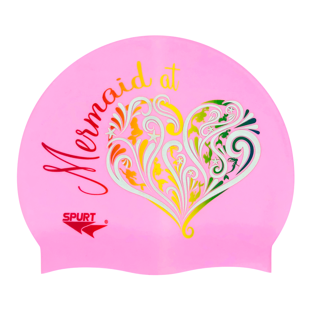 Mermaid at Heart on F239 Light Pink Spurt Silicone Swim Cap