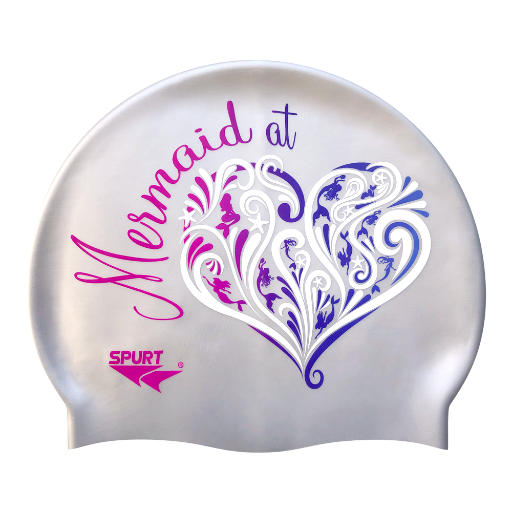 Mermaid at Heart on SD11 Silver Spurt Silicone Swim Cap