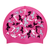 Repeated Mermaids in White, Silver and Plum on SH87 Dark Pink Spurt Silicone Swim Cap