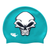 Mean Shaded Skull on SD24 Turquoise Green Spurt Silicone Swim Cap