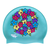 Peace Sign of Flowers on SD13 Pale Aquamarine Green Spurt Silicone Swim Cap