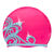 Princess Tiara on SC16 Neon Pink Spurt Silicone Swim Cap