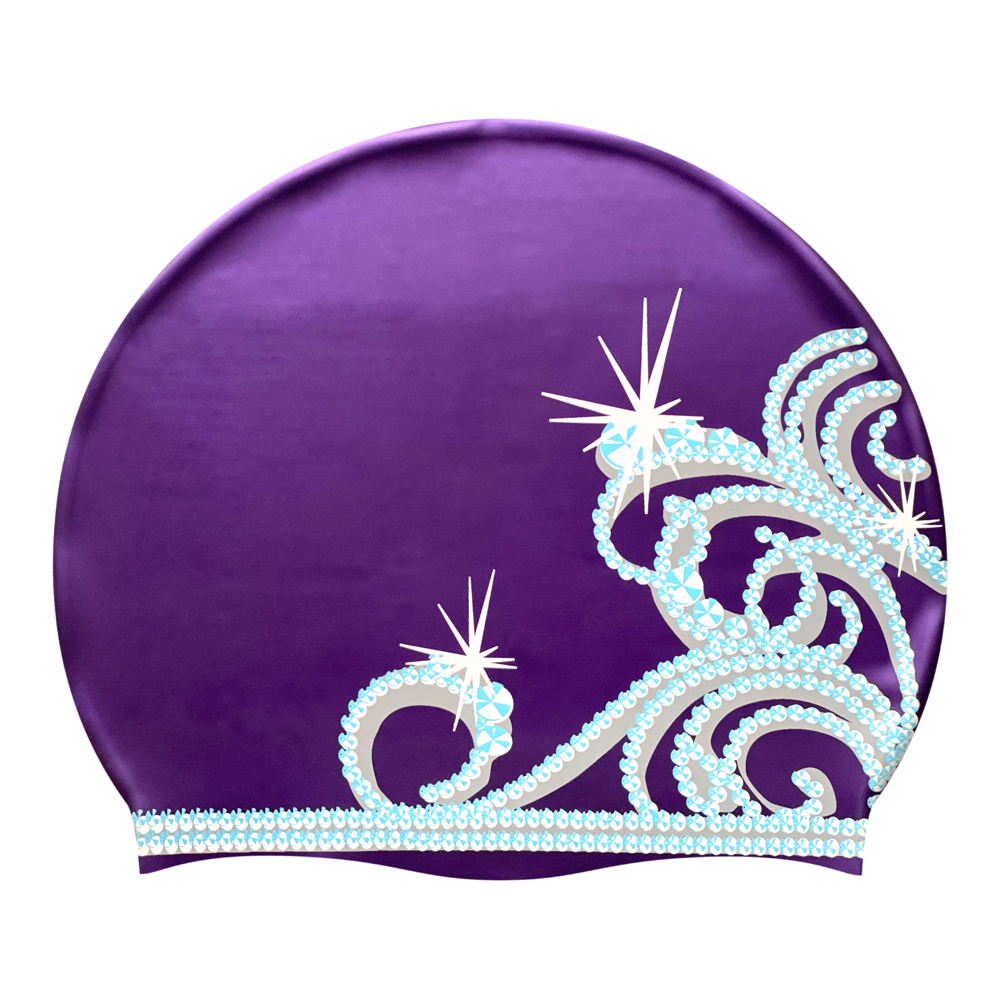 Princess Tiara on SH73 Royal Purple Spurt Silicone Swim Cap