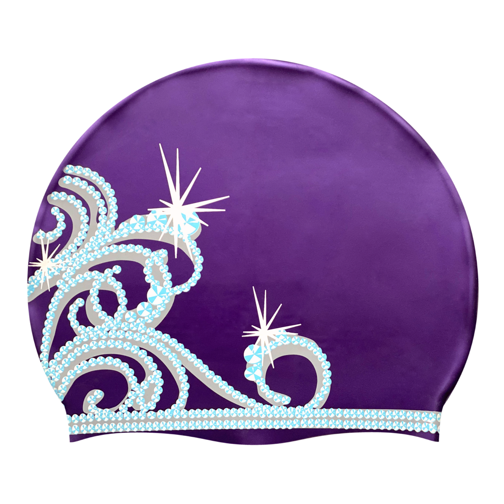 Princess Tiara on SH73 Royal Purple Spurt Silicone Swim Cap