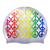 Repeated Peace Signs in Rainbow on SD11 Silver Spurt Silicone Swim Cap