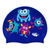 Scattered Cute Monsters on SE25 Dark Blue Spurt Silicone Swim Cap