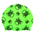 Skull and Crossbones in Black on F233 Neon Green Spurt Silicone Swim Cap