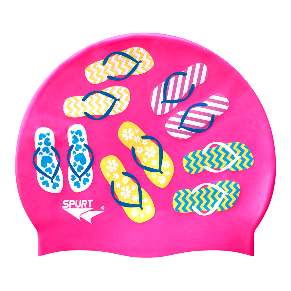 Slip Slops on SC16 Neon Pink Spurt Silicone Swim Cap