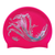 Sketched Mermaid in Swirls on F215 Bright Pink Spurt Silicone Swim Cap