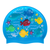 Scattered Sea Creatures and Squiggles on F230 Light Sky Blue Junior Spurt Silicone Swim Cap