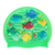 Scattered Sea Creatures and Squiggles on F233 Neon Green Junior Spurt Silicone Swim Cap