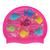 Scattered Sea Creatures and Squiggles on SC16 Neon Pink Junior Spurt Silicone Swim Cap