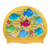 Scattered Sea Creatures and Squiggles on SC17 Sunflower Yellow Junior Spurt Silicone Swim Cap