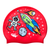 Space Theme with Rocket on F246 Crimson Red Spurt Silicone Swim Cap
