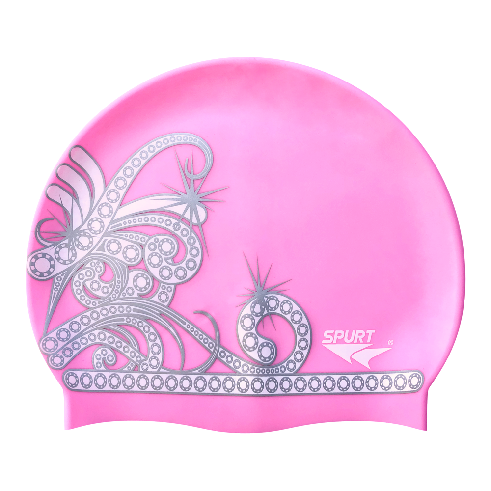 Tiara on F239 Light Pink Spurt Silicone Swim Cap