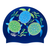 Tribal Turtles and Seaweed on SE25 Dark Blue Spurt Silicone Swim Cap