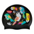 Toucans with Geometric Patterns on SB14 Metallic Black Spurt Silicone Swim Cap