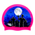 Zombies in Abandoned City Night Scene on F215 Bright Pink Spurt Silicone Swim Cap