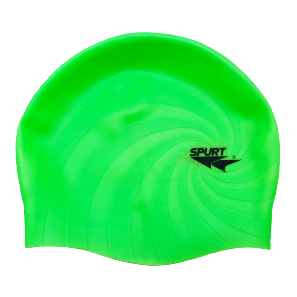 Hurricane Embossed Design F233 Neon Green Spurt Silicone Swim Cap