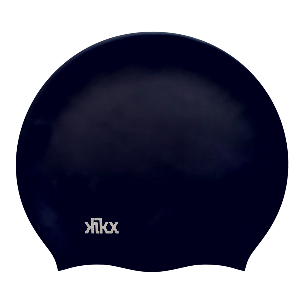 Kikx Big Hair Plain Large Black Matte Silicone Swim Cap