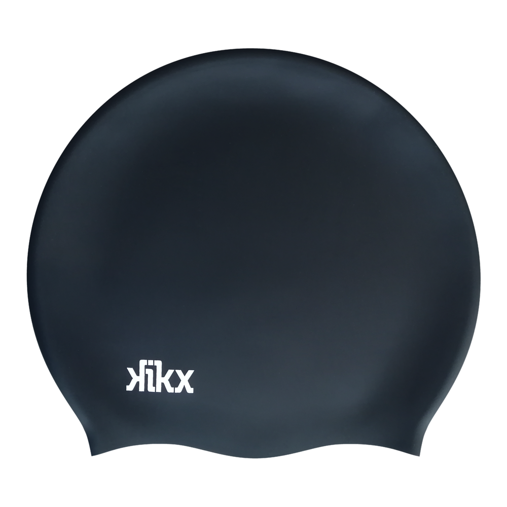 Kikx Big Hair Plain Medium F209 Deep Black Matte Silicone Swim Cap