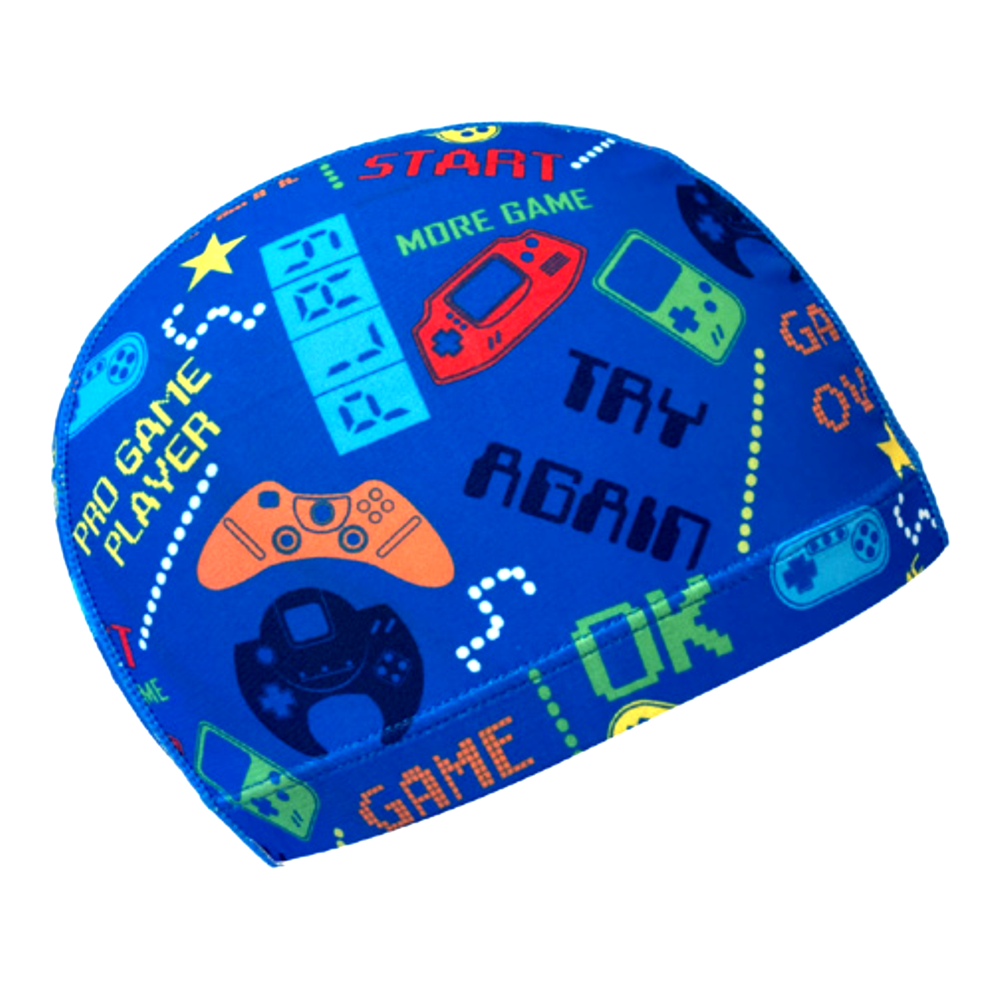 Lycra Fantasy Lycra Swim Cap Size Small in Gamer Theme on Dark Blue