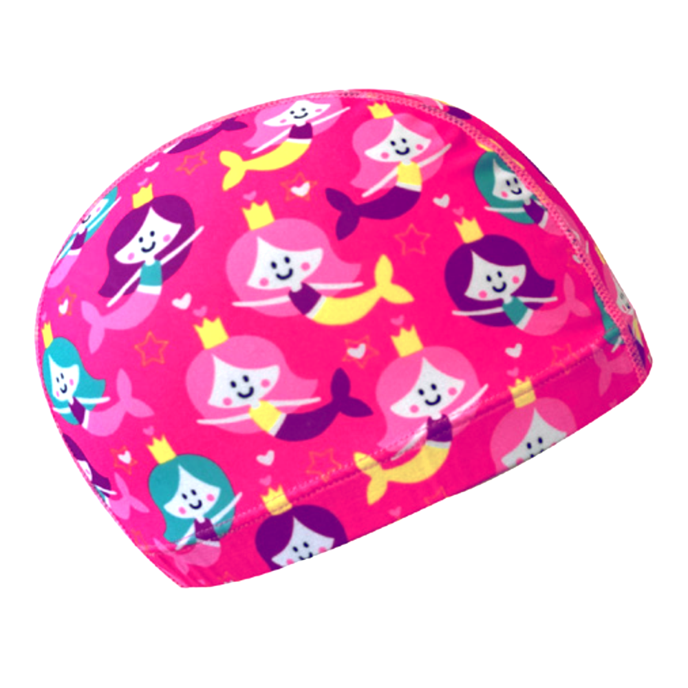 Lycra Fantasy Lycra Swim Cap Size Small in Mermaid Princesses on Bright Pink